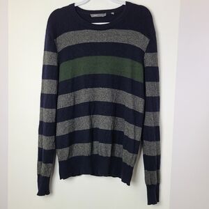Vince men's striped crewneck business casual officewear sweater, Sz XL (PTP 21")